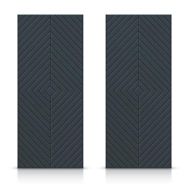 CALHOME 48 in. x 80 in. Hollow Core Charcoal Gray Stained Composite MDF Interior Double Closet Sliding Doors