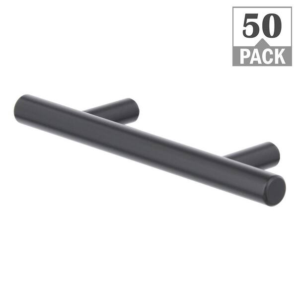 Everbilt Carbon Steel 3 in. (76 mm) Matte Black Classic Cabinet Pull (50-Pack)