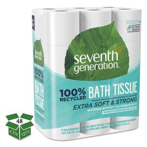 2-Ply White 100% Recycled Bathroom Tissue (240 Sheets/Roll, 24/Pack, 2-Pack per Carton)