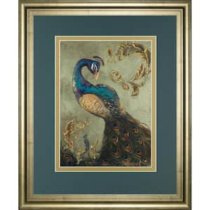"Peacock On Sage Il" By Tiffany Hakimipour Framed Print Animal Wall Art 34 in. x 40 in.