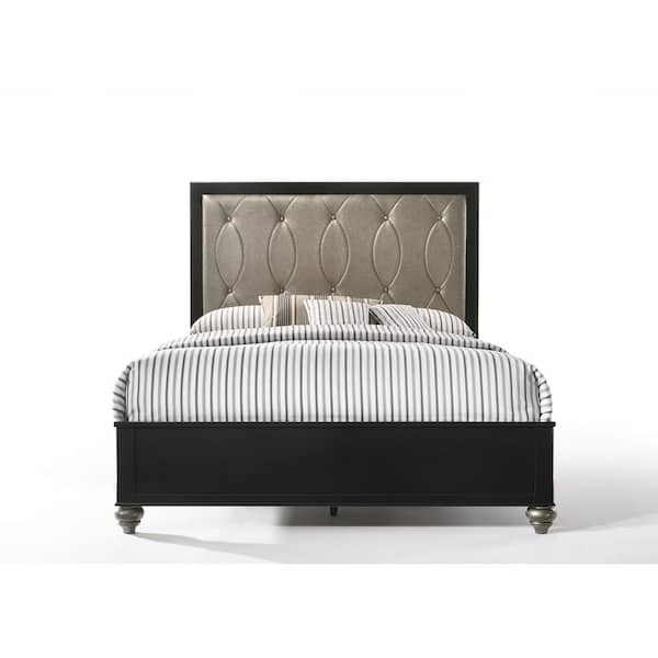 Acme Furniture Ulrik Copper Leatherette and Black Eastern King Bed