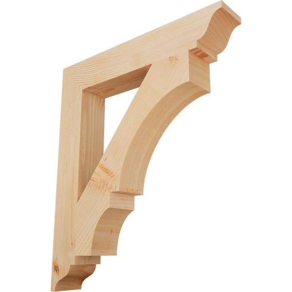 Ekena Millwork 3.5 in. x 28 in. x 24 in. Douglas Fir Balboa Traditional Smooth Bracket