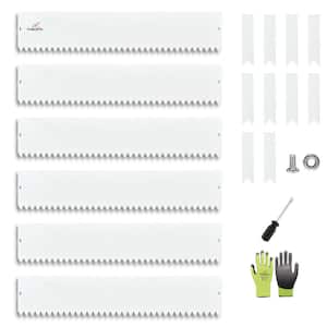 40 in. x 8 in. Galvanized Steel Garden Landscape Edging in White Lawn Border with Gloves and 10 Stakes (6-Pieces)