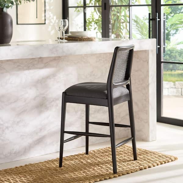 Reinhardt 40.6 in. H Gray/Black Wood Bar Stool