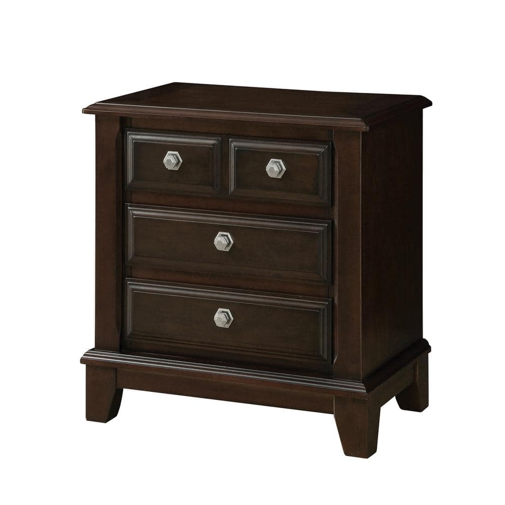 Litchville Brown Cherry 4-Drawer Transitional Nightstand