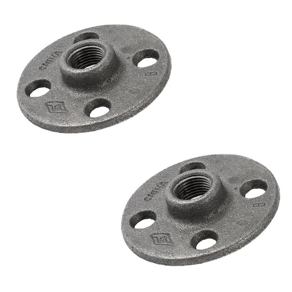Southland 1/2 in. Black Malleable Iron Floor Flange Fitting (2-Pack)