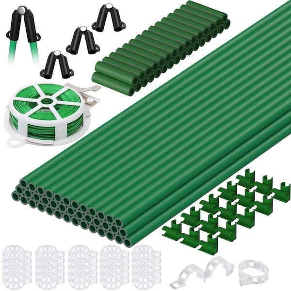 16 in. Green Fiberglass Plant Stick Support Garden Stakes 40-Pack for Tomato, Vegetables Gardening Supplies