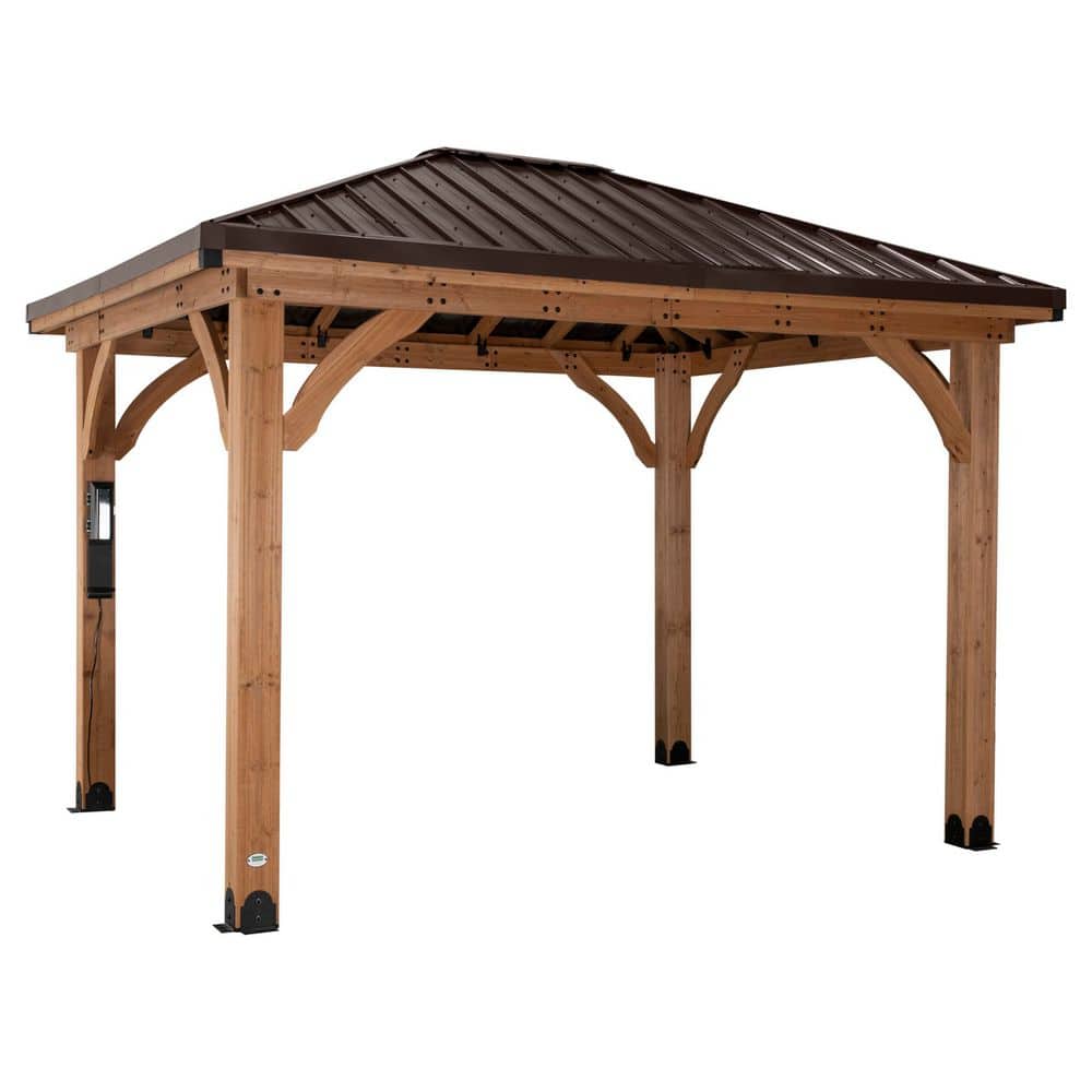 Barrington 10' x 10' Cedar Wood Gazebo with Galvanized Steel Roof