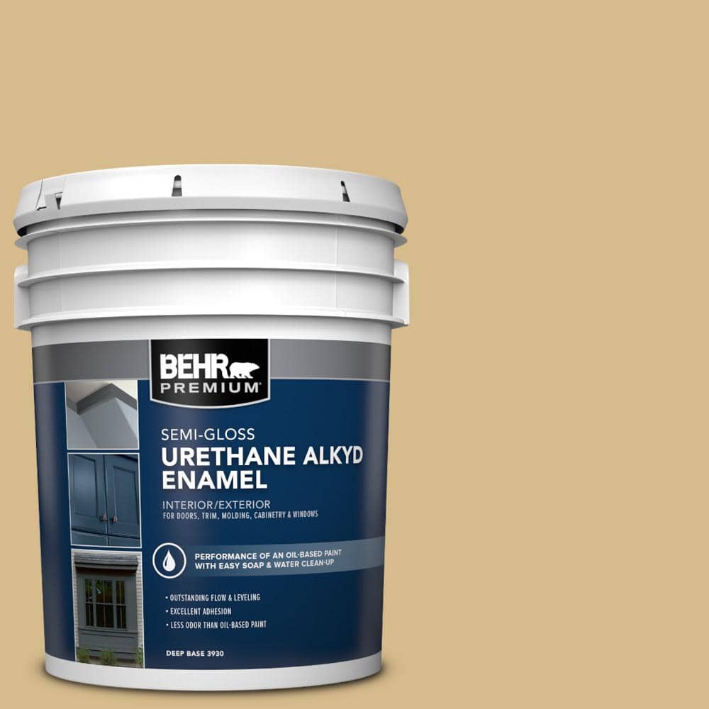BEHR PREMIUM 5 gal. 350F5 Camel Urethane Alkyd SemiGloss Enamel