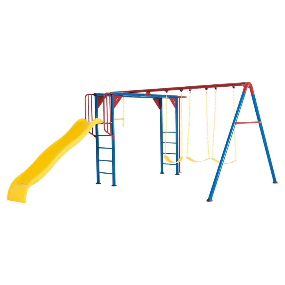 Lifetime Kid's Monkey Bar Adventure Metal Swing Set with Slide and