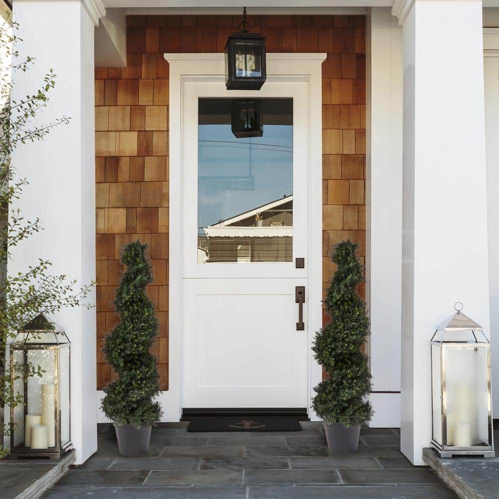 Set of Two 4ft Spiral Cypress Artificial Topiary Trees in Pots