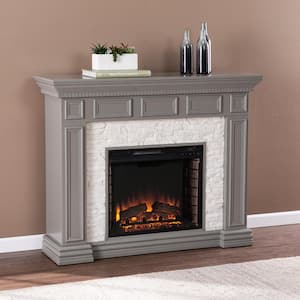 Macksen 50 in. Electric Fireplace in Gray with Faux Stone