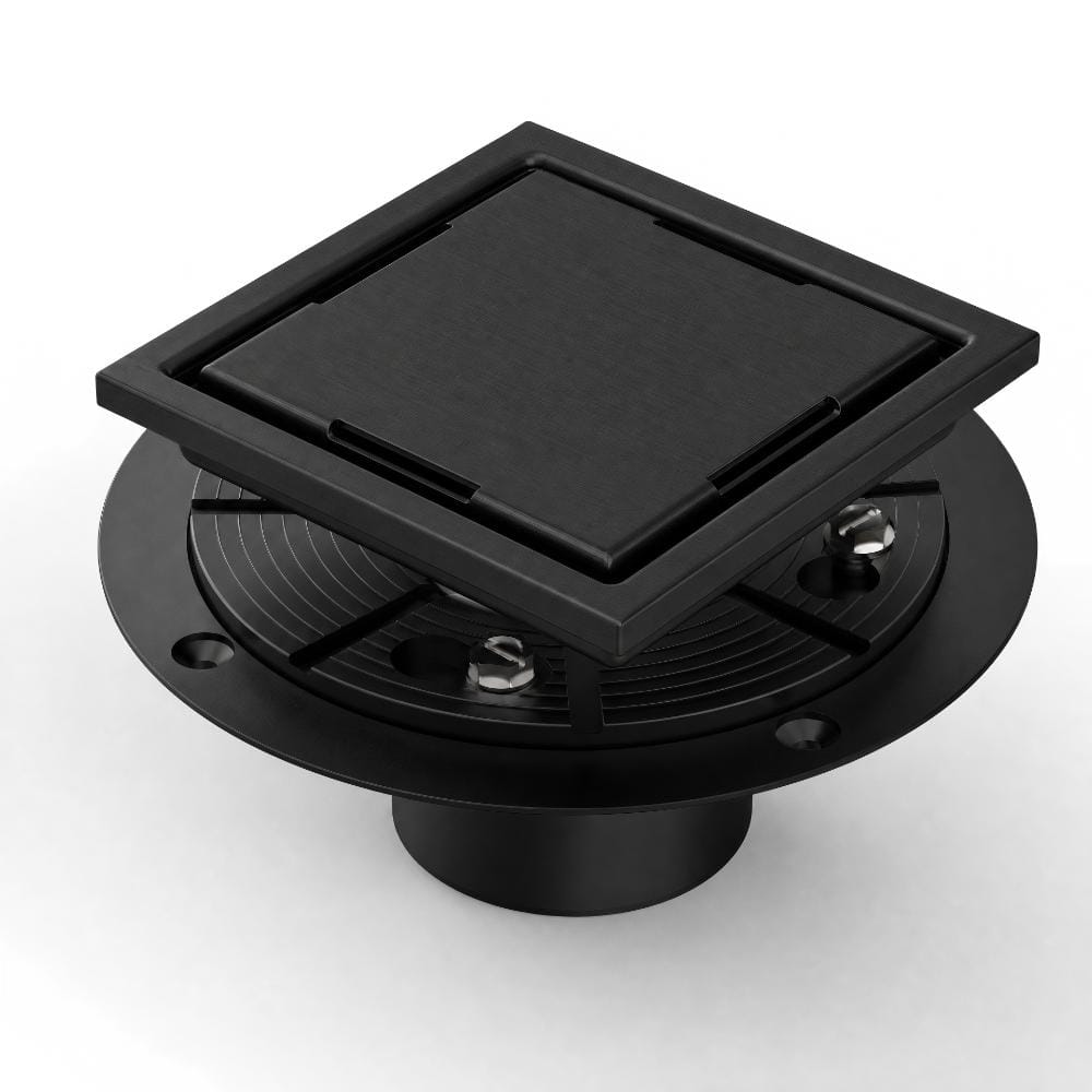 4 in. Square Shower Drain with Removable Grate and Hair Strainer in Matte Black price history on PriceWatchPro
