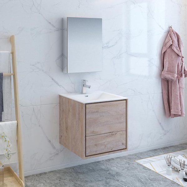 Fresca Catania 24 In Modern Wall Hung, Contemporary Rustic Floating Vanity