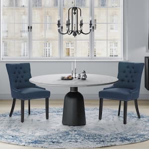 MASON Blue Tufted Upholstered Wingback Dining Chair (Set of 2)