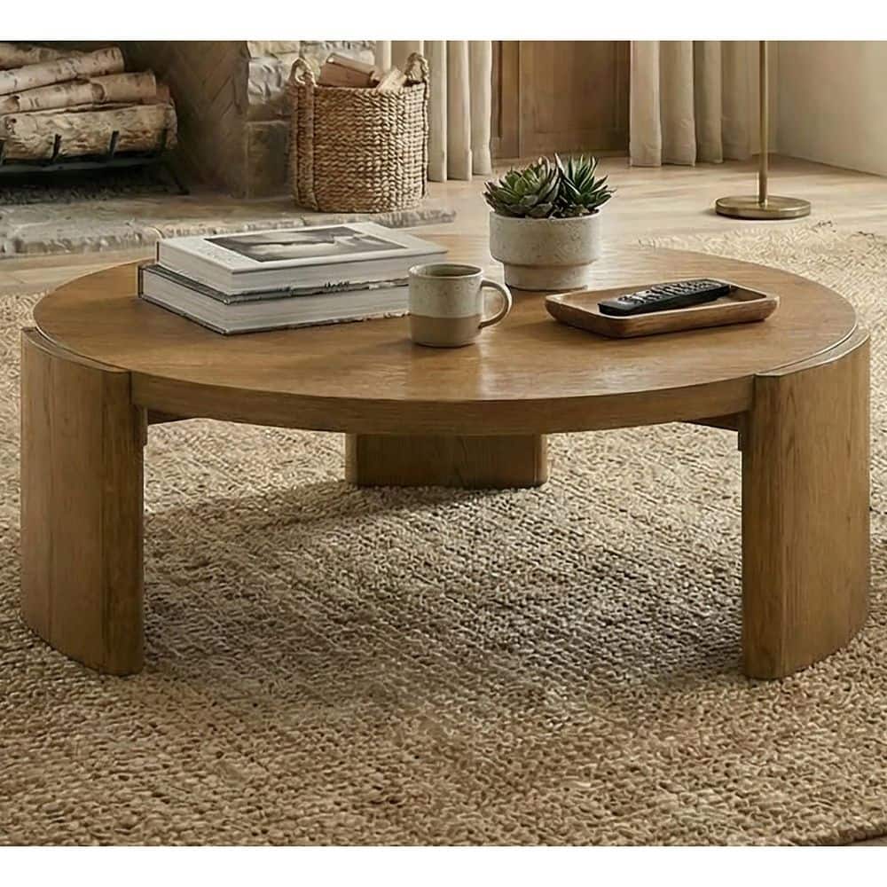 Furniture of America Ashford 42 in. Walnut Round Wood Coffee Table with ...