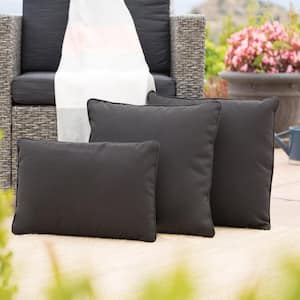 Coronado Black Square and Rectangular Outdoor Patio Throw Pillow (3-Pack)