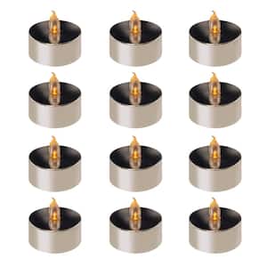 Battery Operated Silver Plated LED Tea Lights (12-Count)