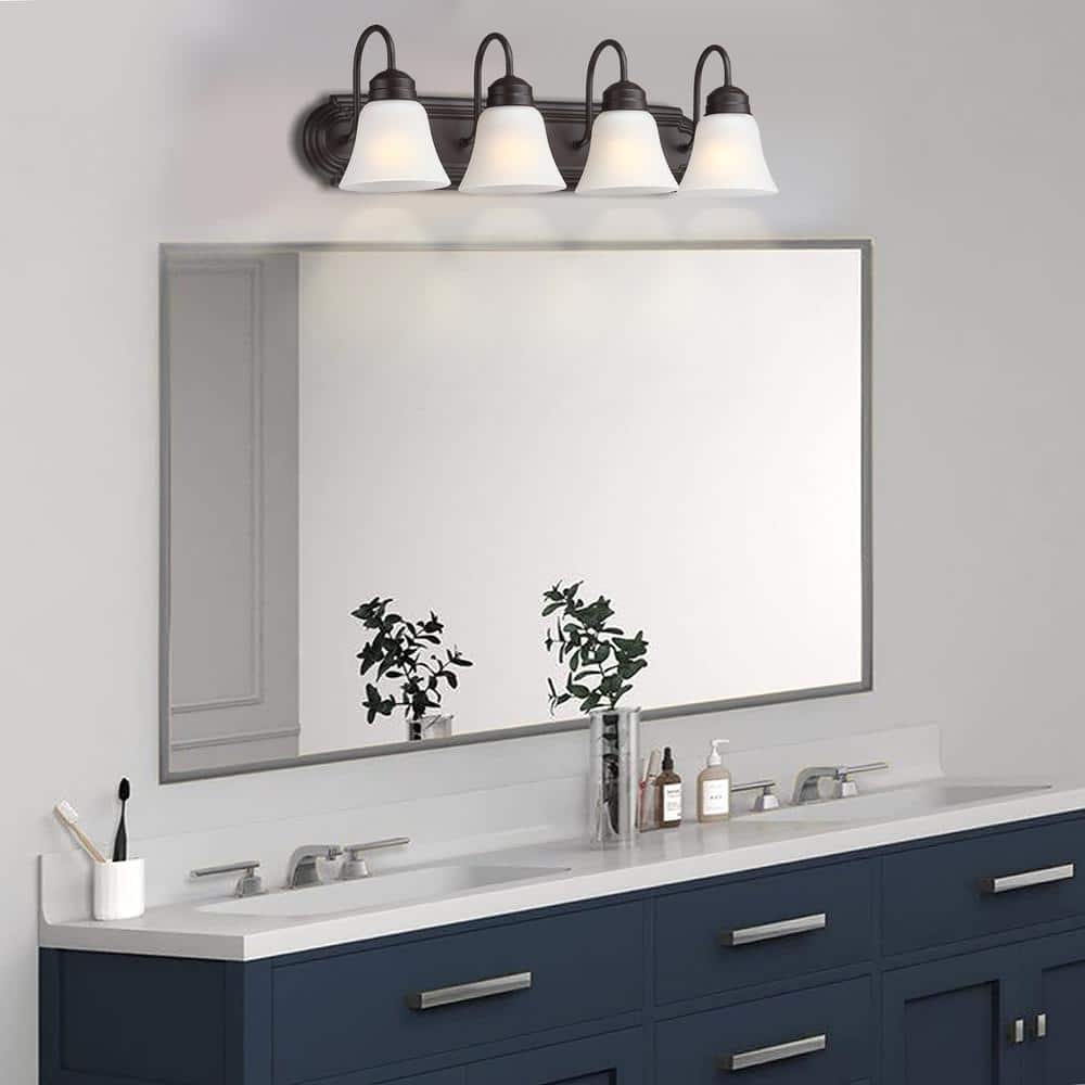 25.5 in. 4-Light Bronze Vanity Light with Frosted Glass Shade price history on PriceWatchPro