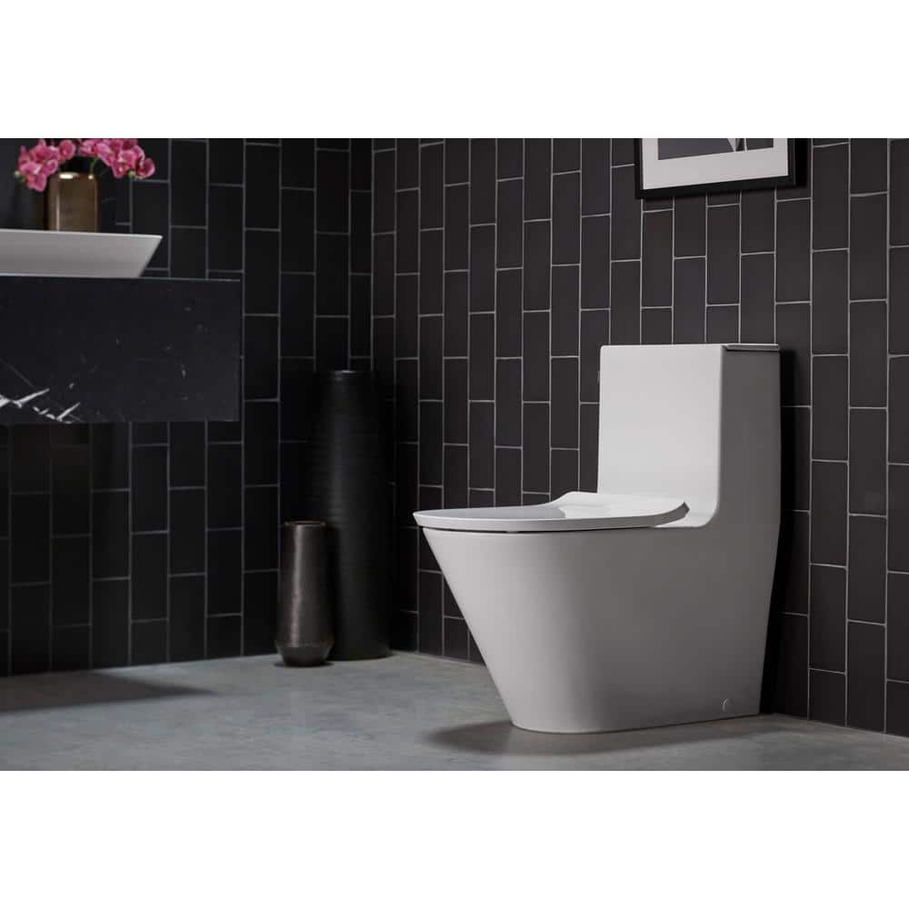 White High Efficiency Dual Flush One-Piece Elongated Toilet