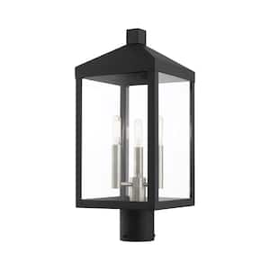 Creekview 19.5 in. 3-Light Black Cast Brass Hardwired Outdoor Rust Resistant Post Light with No Bulbs Included
