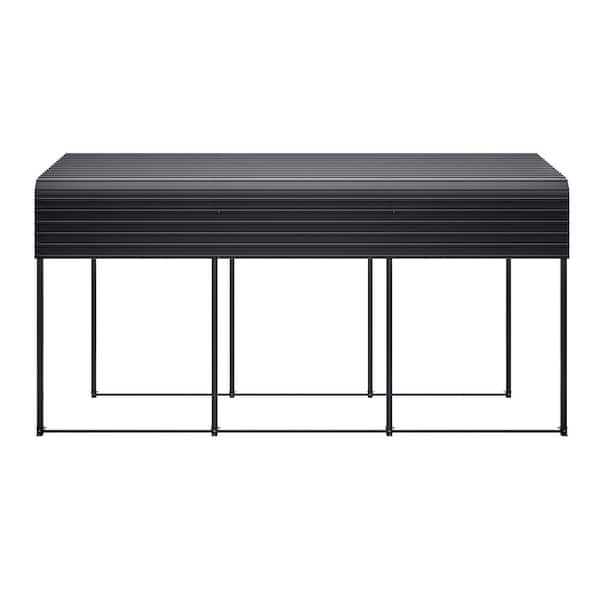 10 ft. W x 15 ft. D x 8.41 ft. H Black Metal Carport with Enhanced Base