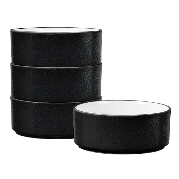 Noritake Colortex Stone Black 6 in., 20 fl. oz. Porcelain Cereal Bowls, (Set of 4)