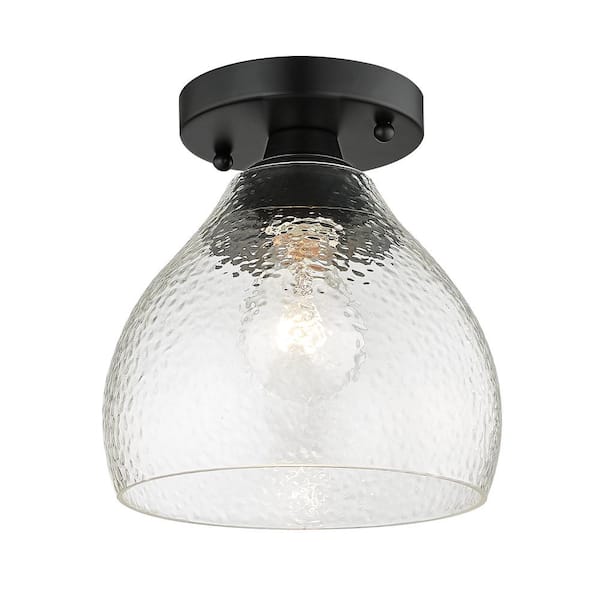 Golden Lighting Ariella 7.375 in. 1-Light Matte Black and Hammered ...