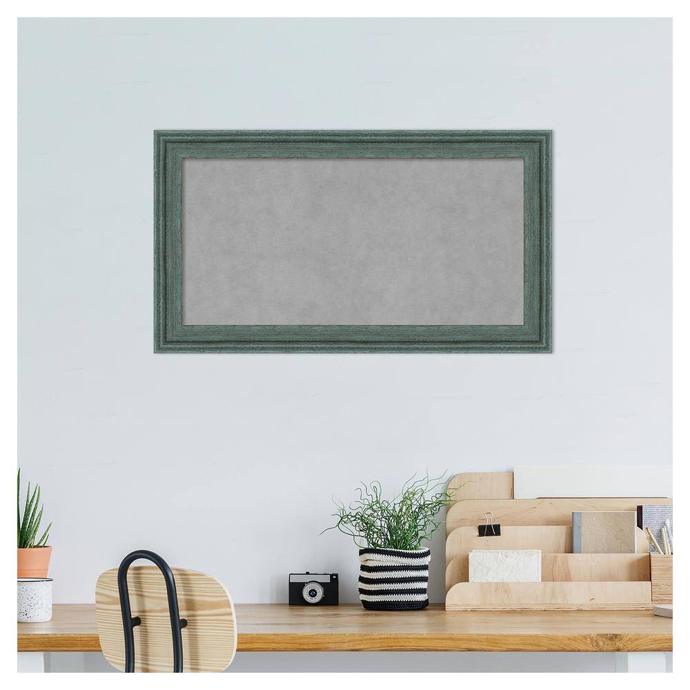 27"x15" Teal Gray Wood Framed Magnetic Board