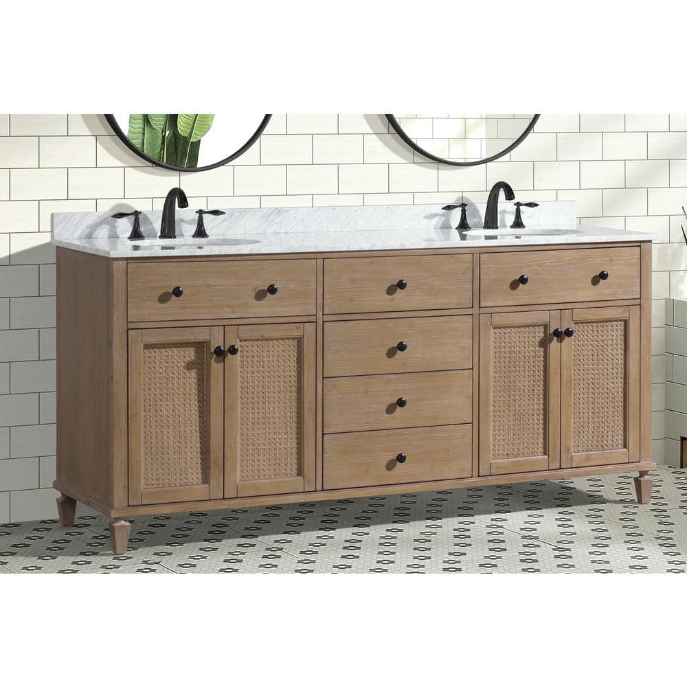 Annie 72" Weathered Fir Double Sink Bathroom Vanity