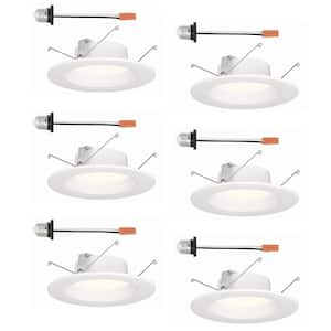 5 in./6 in. Selectable CCT Integrated LED White Recessed Light, Dimmable Baffle Retrofit Trim (6-Pack)