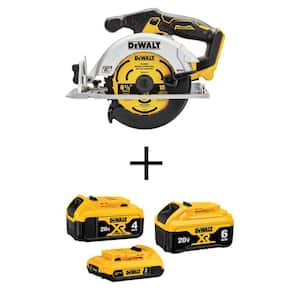 20V MAX Cordless Brushless 6-1/2in. Circ Saw with 20V MAX XR 6Ah Battery, 20V MAX XR 4Ah Battery and 20V MAX 2Ah Battery