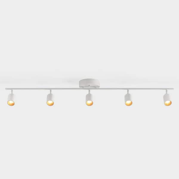 Shura 5-Light White Integrated LED Track Light with Rotatable Heads, 4 ft. Fixed Track Lighting Kit, 3000k, 2450 Lumens