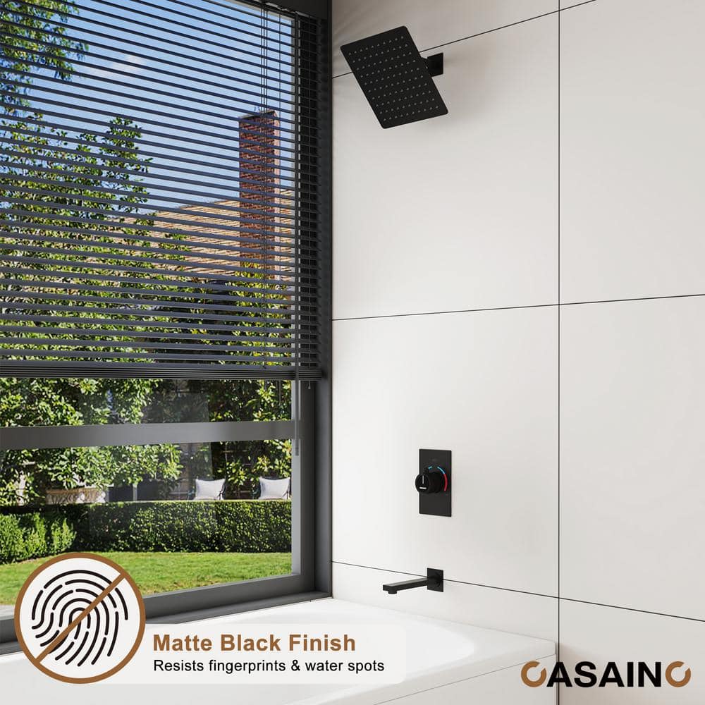 Matte Black Large Square Rainfall Wall Mounted Shower System