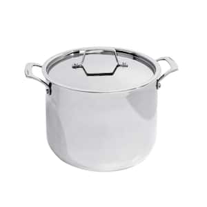 Professional 8 qt. Tri-Ply 18/10 Stainless Steel 9.5 in. Stockpot with SS Lid