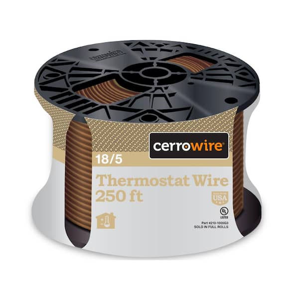 Cerrowire 250 ft. 18/5 Brown Solid Copper CL2R Thermostat Wire