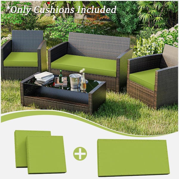 36 in. x 18 in. (3-Piece) Outdoor Patio Replacement Seat Cushions Fit for Loveseat Lounge Chair Furniture Grass Green