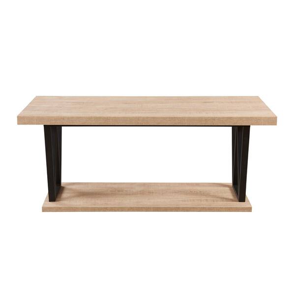Home Beyond Brescia 44 in. Heathered Oak Rectangle Coffee Table with Storage