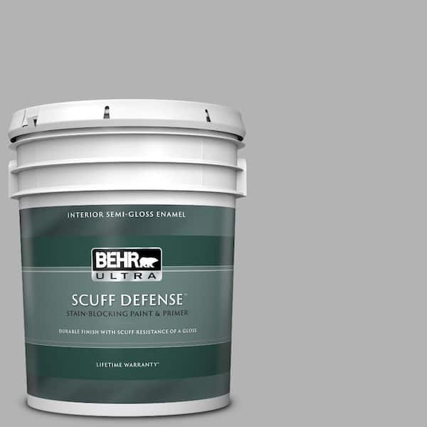 BEHR ULTRA 5 gal. #770E-3 Pewter Mug Extra Durable Semi-Gloss Enamel Interior Paint & Primer