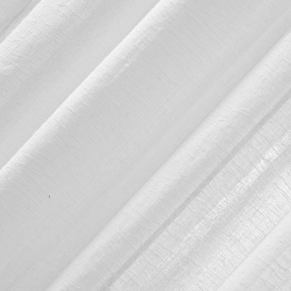 84" White Sheer Polyester Linen Rod Pocket Curtain Panel