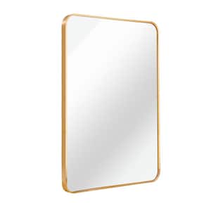 Modern 24 in. W x 36 in. H Rectangular Framed Wall Bathroom Vanity Mirror in Gold for Living Room and Bedroom