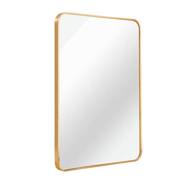 Unbranded Modern 24 in. W x 36 in. H Rectangular Framed Wall Bathroom Vanity Mirror in Gold for Living Room and Bedroom