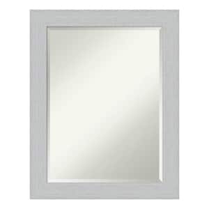 Shiplap White 22.25 in. x 28.25 in. Beveled Rectangle Wood Framed Bathroom Wall Mirror in White