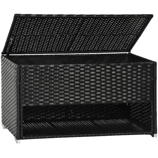 BOPOREA MEGO LLC 81 Gal. Versatile PE Rattan Wicker Outdoor Deck Box and Shoe Storage