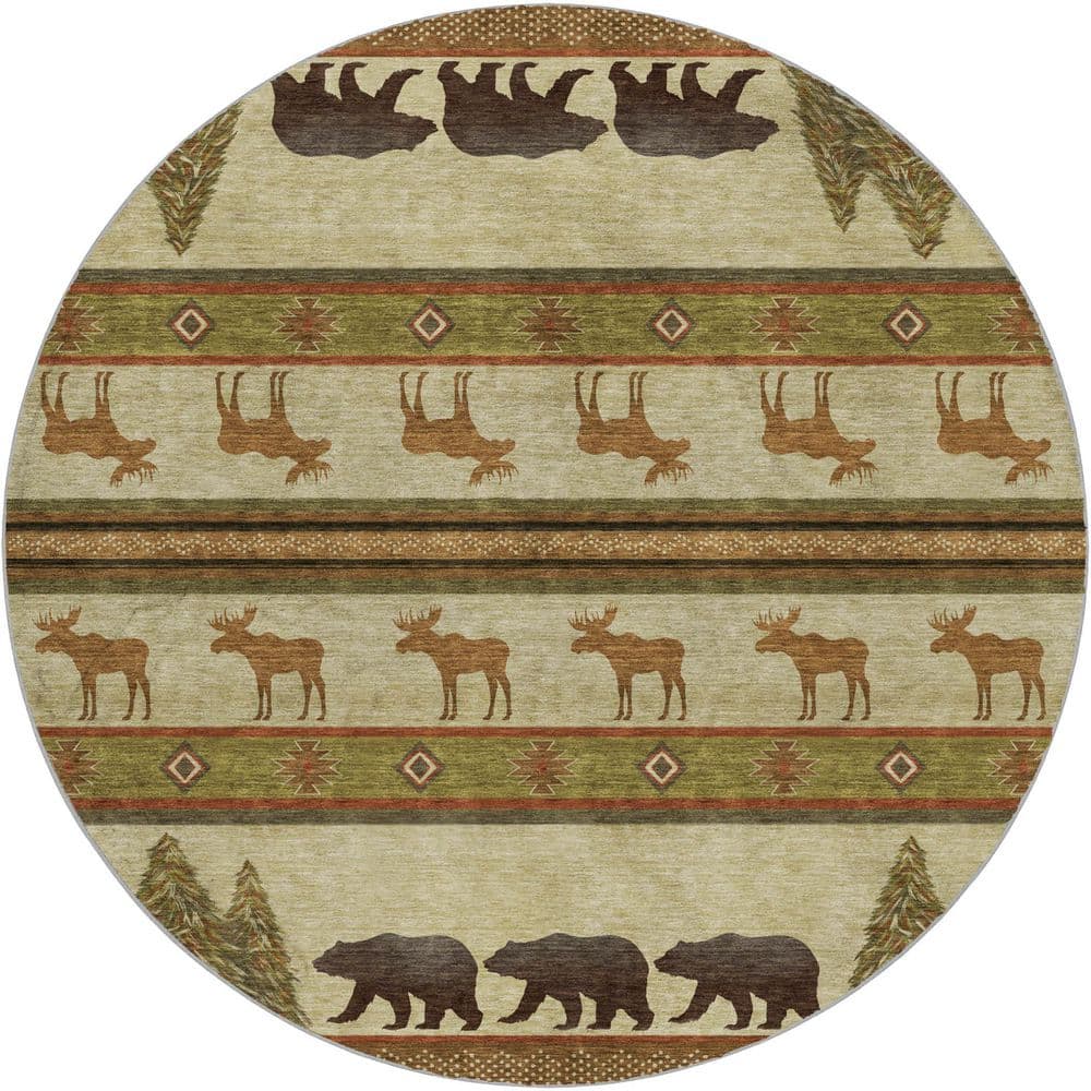 Dream Shag Premium Machine Washable Abstract ADS141 Brown 8 ft. x 8 ft. Round Rug price history on PriceWatchPro