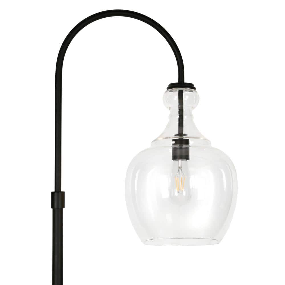 Verona 70" Blackened Bronze Arc Floor Lamp with Clear Glass Shade