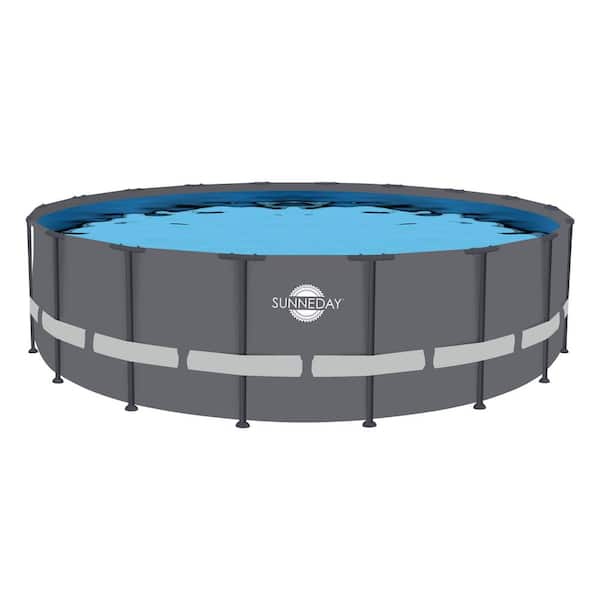 Sunneday 18 ft. Round x 52 in. D Grey Soft-sided/Grey Tubing Oasis Pool