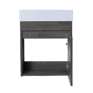 Wall-Mounted 18.11 in. W x 10.23 in. D x 22.83 in. H. Bath Vanity in Grey Oak with White Resin Top with White Basin
