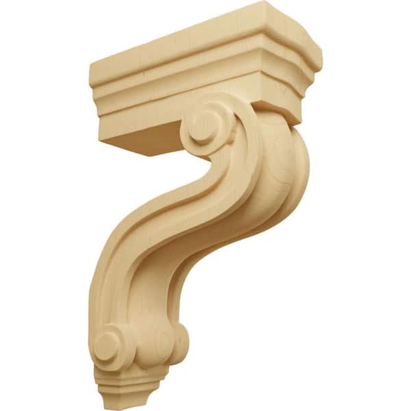 Ekena Millwork 3-3/8 in. x 6-1/2 in. x 10-1/2 in. Alder Los Angeles Hollow Back Corbel