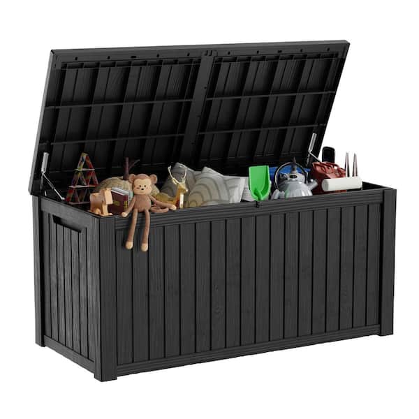 OUPES 150 Gal. Black Large Resin Outdoor Storage Deck Box